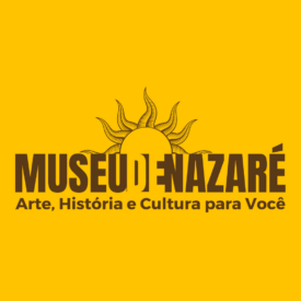 logomarca institucional: fundo amarelo, tendo ao centro um sol e o nome "Museu de Nazaré" e abaixo deste "Arte, História e Cultura para Você"