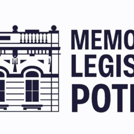 Logo do Memorial do Legislativo Potiguar que representa o prédio de forma minimalista.