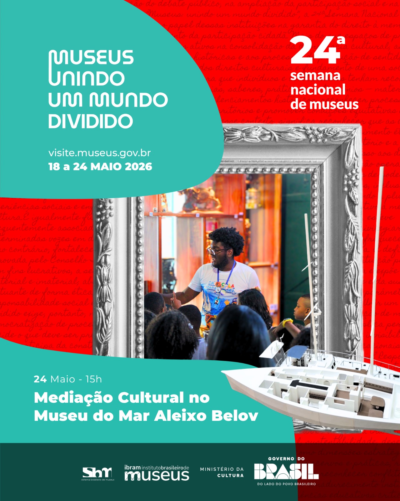 Experiência mediada pelo acervo do Museu do Mar Aleixo Belov, explorando instrumentos náuticos, objetos de viagem e narrativas das expedições marítimas do grande navegador que conectaram diferentes povos e culturas ao redor do mundo. A atividade contará com recursos de acessibilidade, incluindo objetos táteis e descrição ampliada das peças, promovendo uma visita inclusiva e participativa para todos os públicos.
