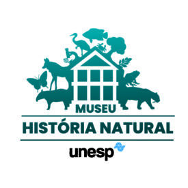 Logotipo do Museu Didático de História Natural, do IBILCE/UNESP, com representação de diferentes grupos de seres vivos.