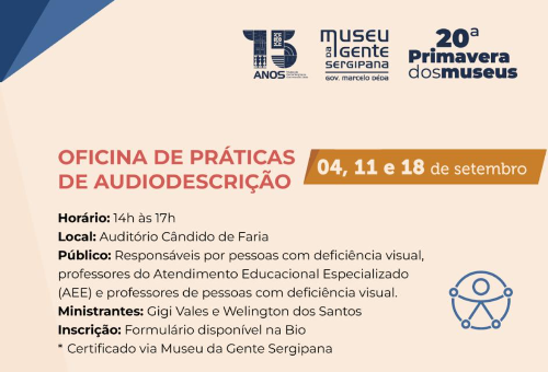 Carde de divulgação da oficina com detalhes.