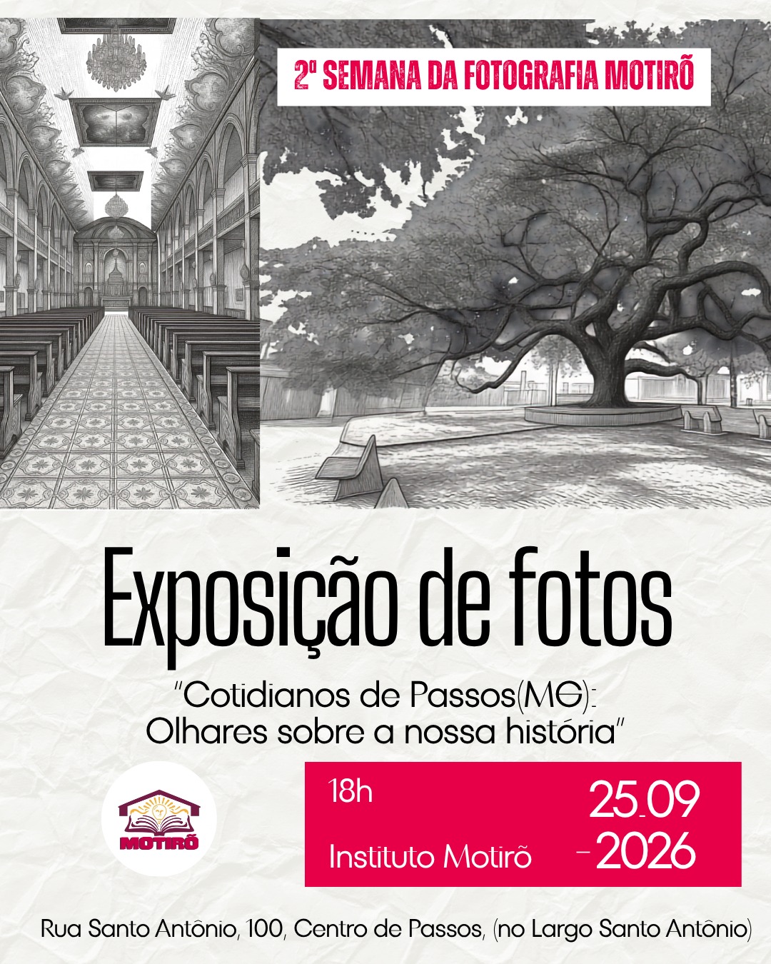 A exposição propõe um olhar sensível sobre a cidade de Passos-MG, registrando pessoas, lugares, paisagens, manifestações culturais, espaços de convivência e cenas do cotidiano que ajudam a contar a história do município. E Será um painel permananente